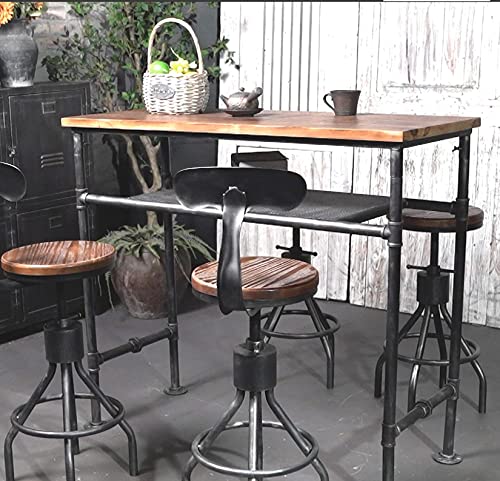 LOKKHAN Industrial Vintage Bar Height Table with Extra Shelf - Rustic Brown & Grey Metal Console for Kitchen, Dining & Pub LOKKHAN