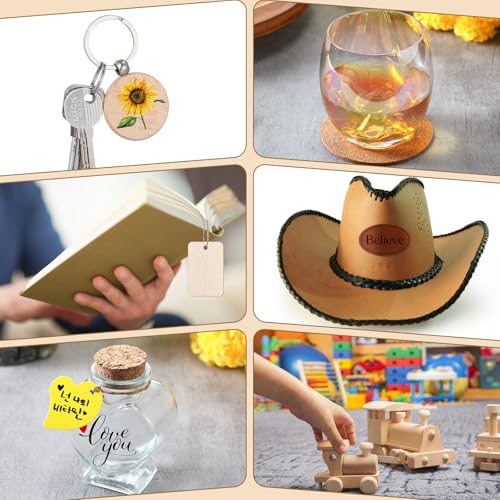 Dunzoom 96 Pcs Laser Material Explore Kit Laser Engraving Material for Laser Crafting, 18 Kinds Laser Engraving Accessories Includes Leather, Acrylic, Basswood, Metal, Wood Materials Dunzoom