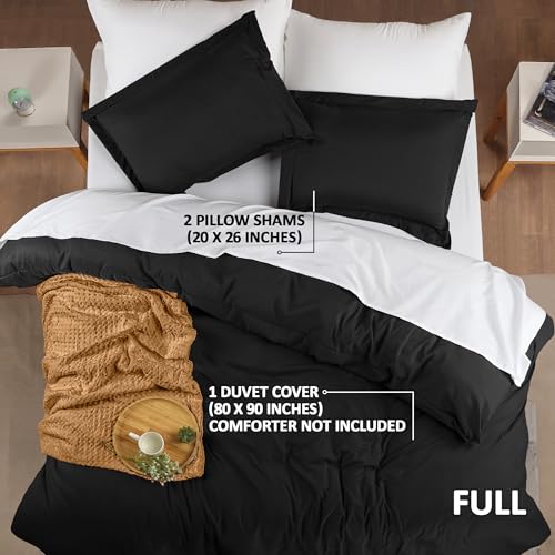 Utopia Bedding Duvet Cover Full Size - 3 Piece with Zipper Closure - 1 Comforter Cover 80X90 Inches & 2 Pillow Shams 20X26 Inches (Black) Comforter Not Included Utopia Bedding
