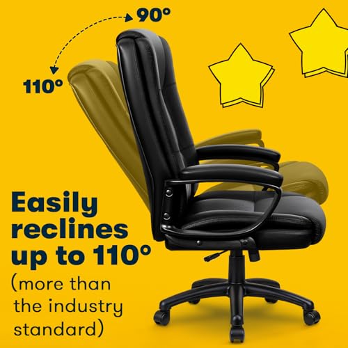OFIKA Home Office Chair, 400LBS Big and Tall Computer Chair Heavy Duty Design, Ergonomic High Back Cushion Lumbar Back Support, Adjustable Executive Leather with Armrest OFIKA