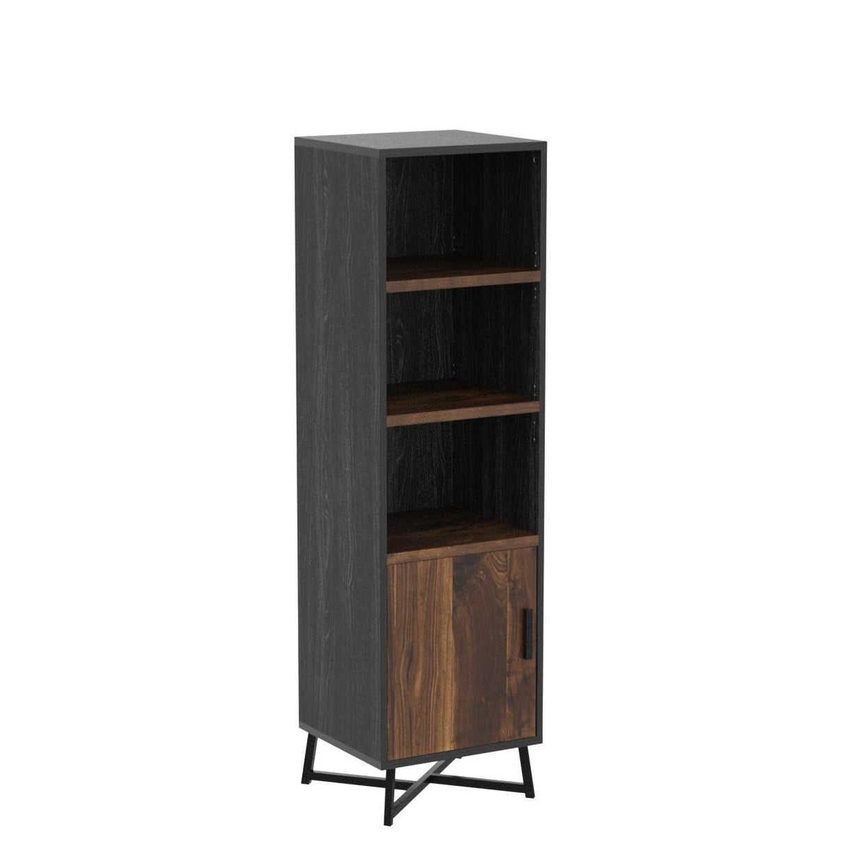 Sauder Canton Lane Industrial 3-Shelf Bookcase with Door/Book Shelf, Brew Oak Finish Sauder