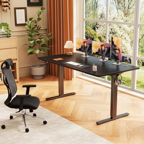 NEWBULIG 55x24 Inch Electric Standing Desk Height Adjustable, Sit Stand Computer Workstations Rising Lift PC Table Ergonomic Riser for Home Office Gaming Writing Student, Black NEWBULIG