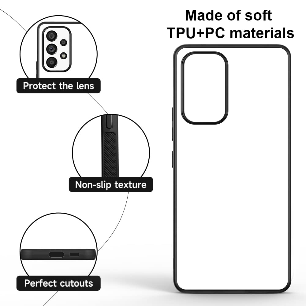 FOQENCCI 5 Piece Case for Samsung Galaxy A23 5G Sublimation Blank Case with Heat Press Blanks Printable DIY Phone Cases,Soft Anti-Slip Rubber + Hard PC Shockproof Custom Protective Cover FOQENCCI