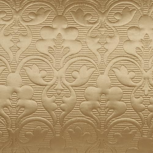 Cambridge Classic Luxury Bedding | Golden Bronze Solid Color Polyester Satin | Elaborate Damask Quilting | 2 Piece Bed Set Includes Twin Bedspread and Standard Pillow Sham | Also Fits Twin XL Beds Touch of Class