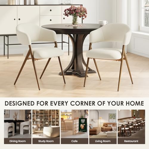 COLAMY Dining Chairs Set of 6, Modern Fabric Upholstered Dining Room Kitchen Side Chairs with Iron Legs, Open Back and Padded Seat for Living Room/Restaurant/Cafe, Beige COLAMY