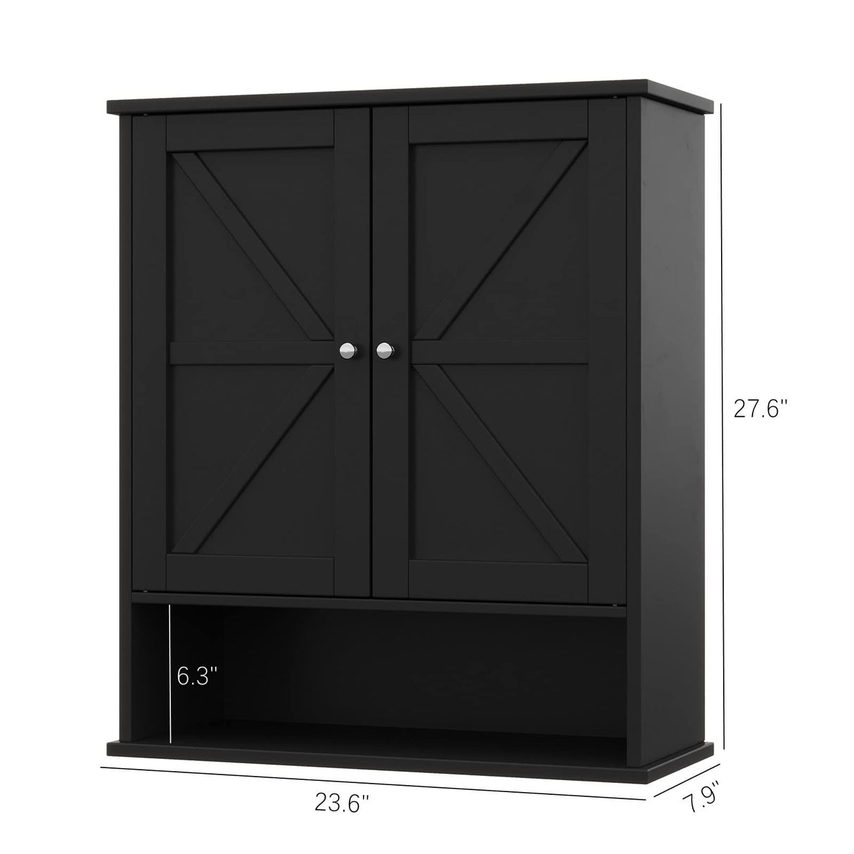 Reettic Farmhouse Medicine Cabinet with 2 Barn Doors, Bathroom Cabinet Wall Mount with Adjustable Shelf, Over The Toilet Storage for Bathroom, Living Room, Kitchen, Black BMGZ103B Reettic