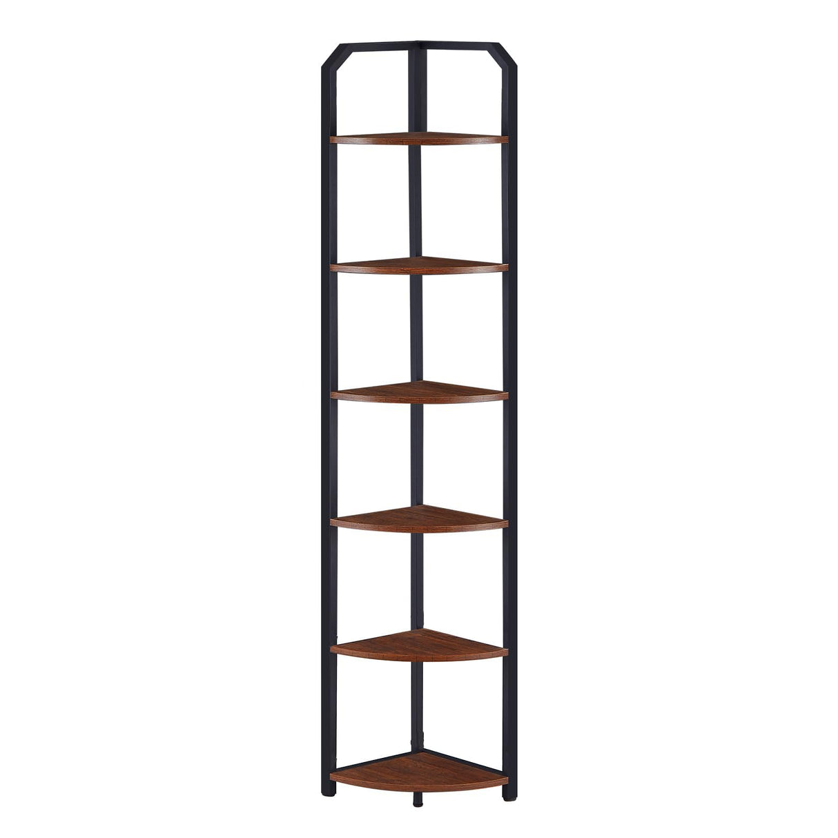 MNEETRUNG 71" Corner Shelf,6 Tier Industrial Corner Bookshelf, Freestanding Shelf Stand for Small Space,Home Office,Living Room,Bedroom,Brown MNEETRUNG