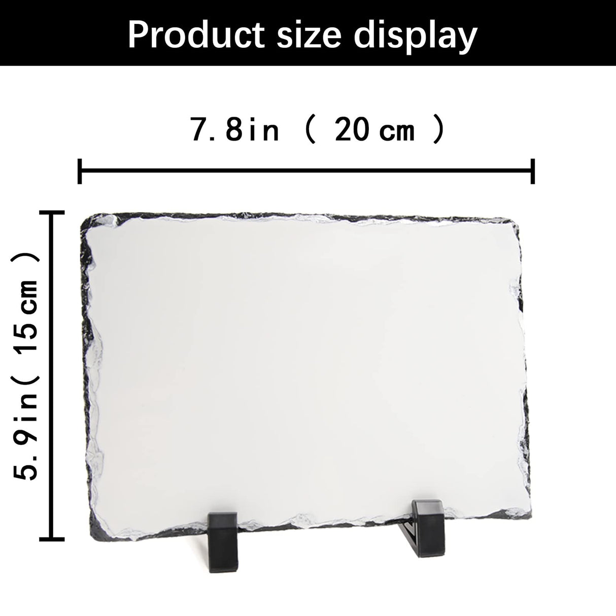 ORJ 4 Pack Sublimation Slate Blanks Custom Stone Slate Picture Frame Heat Transfer Rock Photo Plaque 6x8 Inch with Display Stand Decoration for Desktop Souvenir DIY Personalized Gift ORJ
