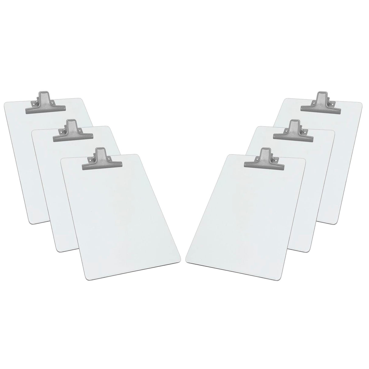 Acrimet White Clipboard Letter Size A4 (13” x 9 1/16”) Premium Metal Clip (Hardboard) (Silver Clip) (6 Pack) Acrimet