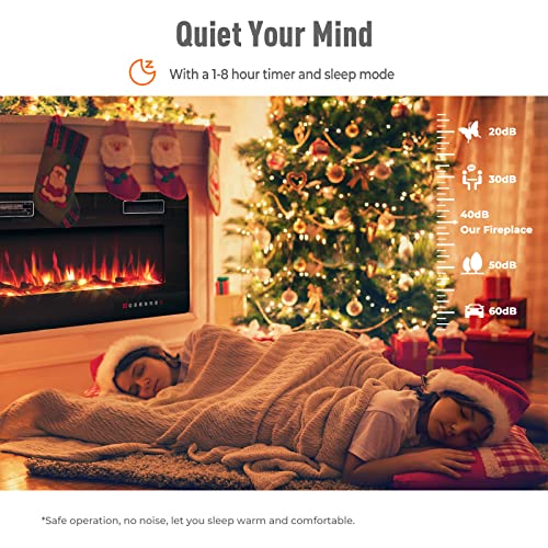 RELAX4LIFE 68" Recessed and Wall-Mounted Electric Fireplaces - Electric Fireplace Inserts with Remote Control, 1-8 Hours Timer, Touch Screen, 12 Adjustable Flames, 5 Speeds, 750/1500W Wall Fireplace RELAX4LIFE