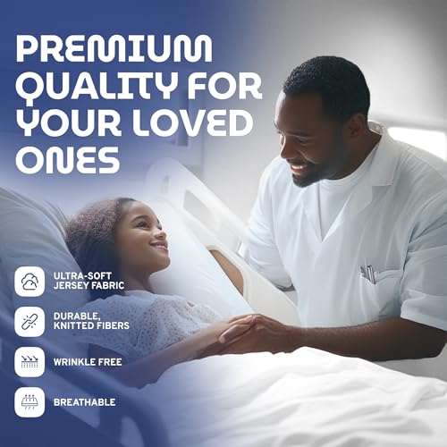 3 Piece Hospital Bed Sheet Set, Soft Jersey Knitted T-Shirt Quality, 1 Flat, 1 Fitted, 1 Pillowcase White Classic
