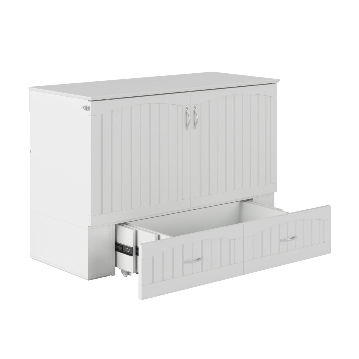AFI, Southampton Murphy Bed Chest Full with 6" Mattress, Built-in USB Charger & Storage Drawer, White AFI