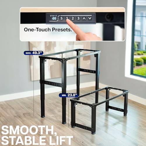 VIVO Premium Electric 4-Leg Dual Motor Standing Desk Frame for Table Tops up to 107 x 53 inches and 330 lbs, Memory Controller Height Adjustment, Frame Only, Black, DESK-E-P4B VIVO
