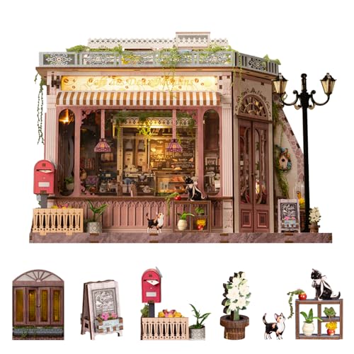 Wondyland Book Nook Kit - DIY Miniature House Diorama Dollhouse Kit, Booknook Tiny House Bookshelf Decor 3D Wooden Puzzle, Gifts for Adults, Teens, and Family(Café des Deux Moulins)