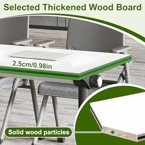 MOFGOE Conference Room Table, Foldable Training Table with Wheels, Large Mobile Seminar Desk, for Office Classroom Meeting, Modular Spliced & Combined,1pack,47x20x30 Inch MOFGOE
