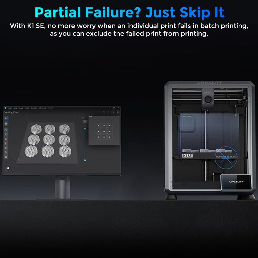 Creality K1 SE 3D Printer, with 600 mm/s Printing Speed CoreXY Auto Leveling and Z-Offset, 300℃ Dual-Gear Direct Extruder Full Metal Die Cast Solid Frame Printing Size 8.66x8.66x9.84 inch Comgrow