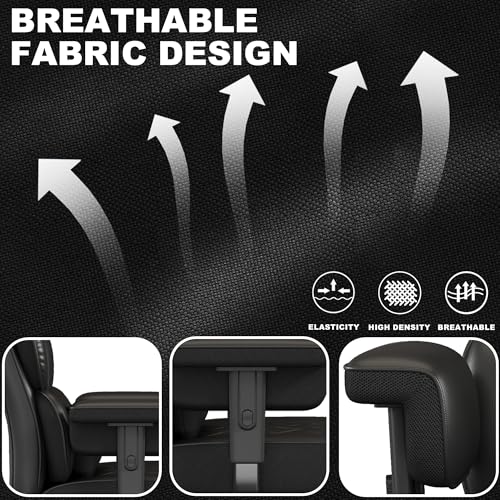 Misolant Big and Tall Office Chair with Footrest, High Back Executive Desk Chair with Adjustable Lift Armrest, 155°Recline,Lumbar Support Pillow, Faux Leather Gaming Chairs for Home or Office Black Misolant