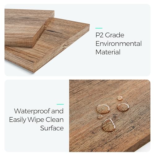 LINSY HOME Farmhouse Coffee Table with Storage, Wood Coffee Table for Living Room, Open Display Area and Storage Drawers with Metal Handles, Chic Style with Curved Base. Brown LINSY HOME