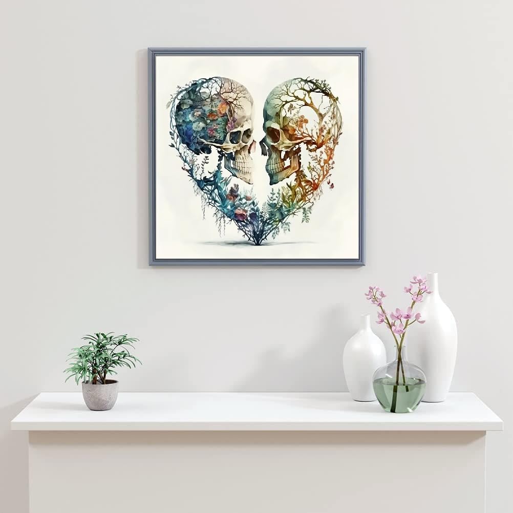 JFYHAB Diamond Painting Kits for Adults DIY 5D Love Diamond Art Paint with Round Diamonds Full Dril Gem Skull Art Painting Kit for Home Wall Decor Gifts 12x12inch JFYHAB