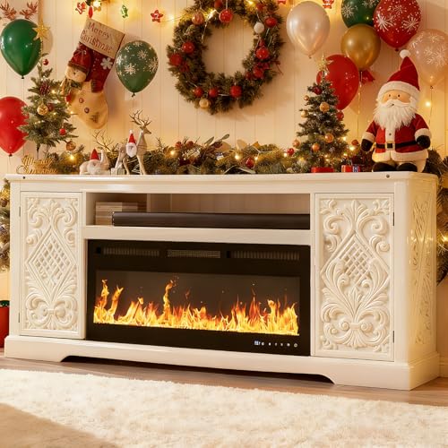 50" Smart Electric Fireplace Wall Mount, 1500w Heater with Remote Control & Timer, 12 Color LED Flame Effect, Touch Screen, for Living Room Bedroom Indoor Use PeacefulHues