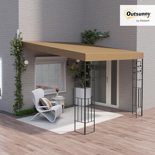 Outsunny 10' x 10' Outdoor Pergola Canopy, Metal Patio Canopy with Weather-Resistant Fabric and Drainage Holes for Backyard, Garden, Porch, Beach, Coffee Outsunny