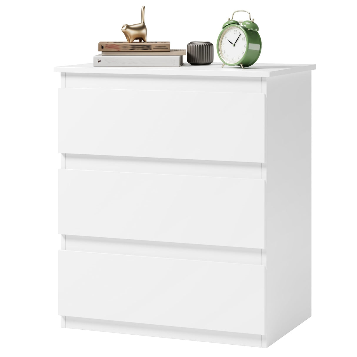 Bamjoy White Nightstand with 3 Drawers, Beside Table with Drawers for Bedroom, Small Side Table Storage Cabinet 3 Drawer Night Stand for Home Office, 18.0W x 14.0D x 24.8H Inches Bamjoy