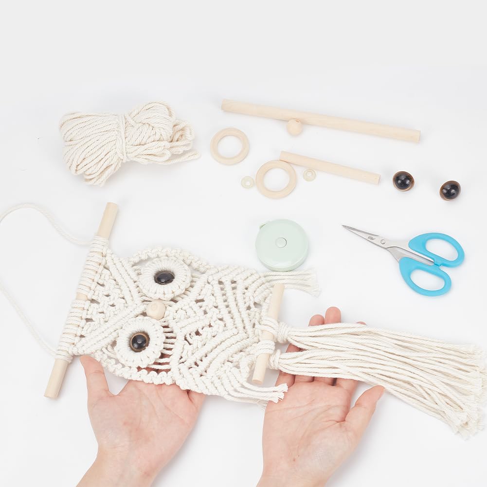 BEUNITONE Leisure Arts Macrame Kit for Beginners Owl Macrame Kit DIY Macrame Kit with Instructions Video Macrame Wall Hanging Supplies Dream Catcher Kit for Room Wall Decoration Easy to Install BEUNITONE