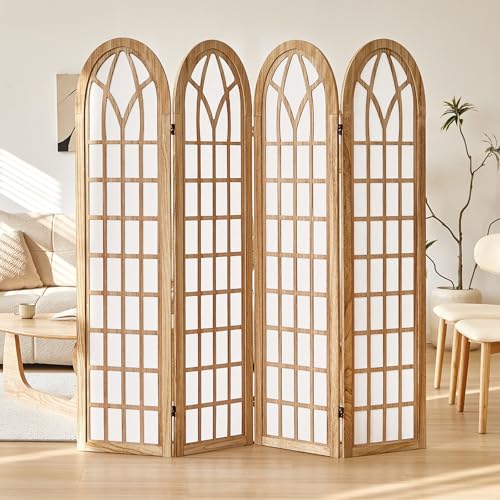 Aletheiawu Room Divider and Folding Privacy Screen, 4 Panel Japanese Shoji Style Room Divider, Partition Divider for Room Separation, Portable Shoji Screen for Home Office Restaurant - Natural Aletheiawu