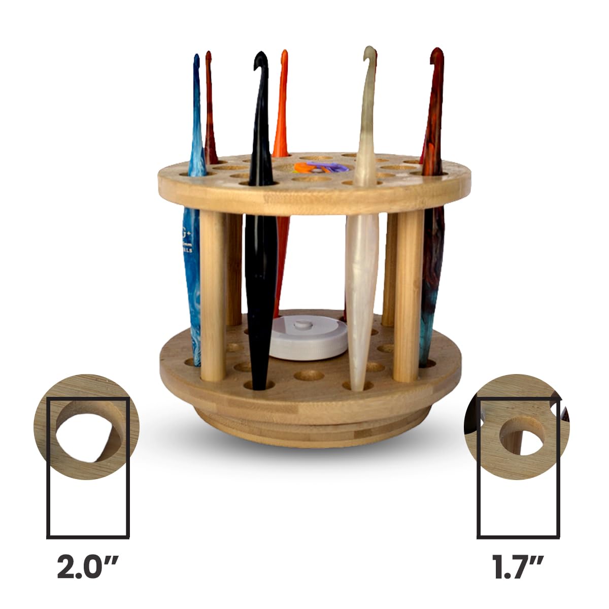 Crafts by KFRod - 2cm Holes Spinning Crochet Hook Organizer Stand Holder Compatible with Furls as Well as Susan Bates, Boye, Tulip Etimo, Clover Amour, Lykke and Many More Crafts By KFRod