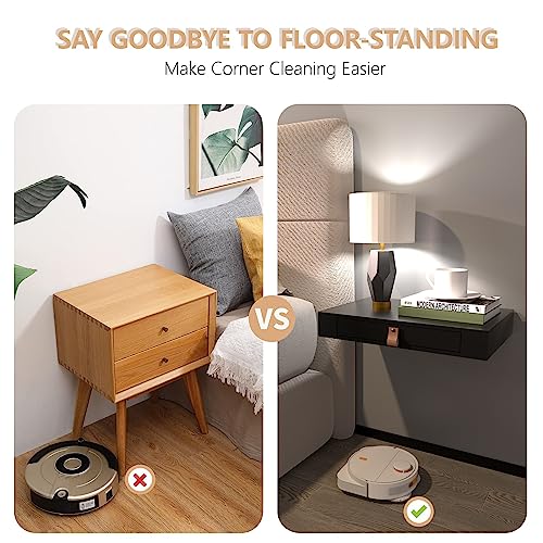 Floating Shelf with Drawer, Floating Nightstand for Bedroom-16” Wall Shelf, White Floating Shelf with Storage, Floating Shelf-Office Bathroom Kitchen Floating Bedside Table,16"D x 10"W x 2.5"H(Black) Bloddream