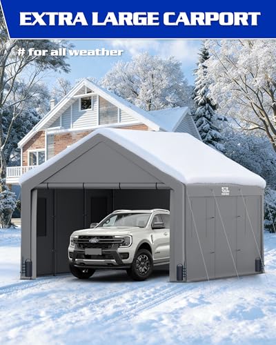 Fanpat 13x20 FT Heavy Duty Carport, Portable Garage Waterproof & UV Protected Car Canopy with Reinforced Steel Frame, Outdoor Shelter for Cars, Trucks, Vans, RVs, Home Party, and Workshops FANPAT