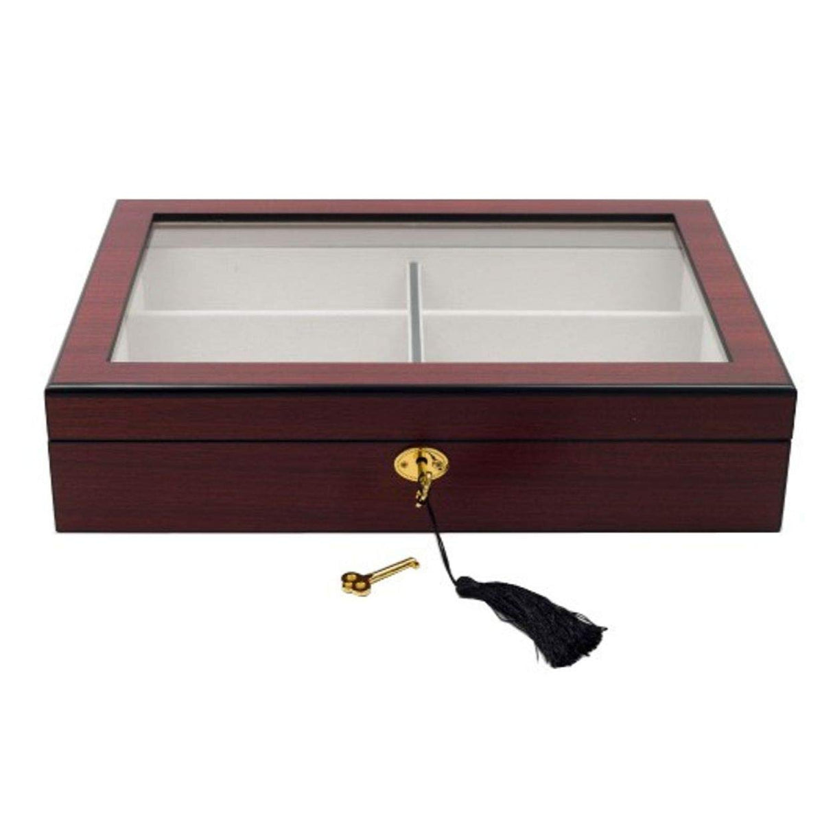 TimelyBuys 6 Piece Extra Large Cherry Wood Rosewood Eyeglass Sunglass Glasses Display Case Organizer Collector Box with Glass Top Father's Day Gift TIMELYBUYS