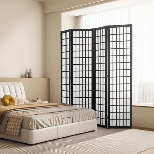 VEVOR Room Divider, 4 Panel Japanese Room Divider, Wood Folding Privacy Screen Indoor, Japanese Partition Dividers Portable Decoration Screens, for Room Separation Home Office Restaurant & Bedroom VEVOR