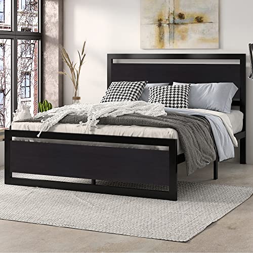 Modern Heavy Duty Queen Size Bed Frame with Wooden Headboard by SHA CERLIN SHA CERLIN