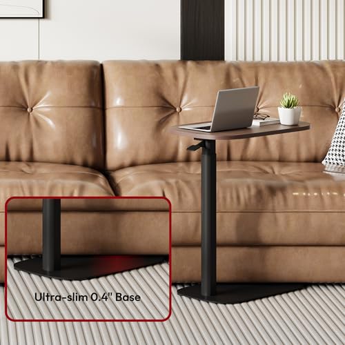 SANODESK Small Standing Desk Pneumatic Height Adjustable Sit Stand Laptop Desk Overbed Table Computer Cart for Home Office Workstations (23.6" W x 13.8" D, Black Walnut) SANODESK