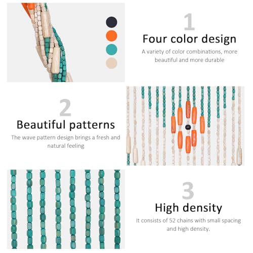 BECHAEO Beaded Curtain for Doorway Handmade Bamboo Wooden Door Beads Hanging Room Divider Hippie Curtain for Hallway Window Boho Rustic Home Store Decor, 35.5 x 75 Inches Green BECHAEO