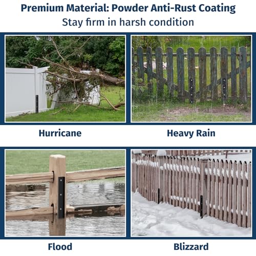 Fixmend Fence Post Repair Kit, Heavy Duty Fence Post Anchor, 2 Pack Fence Post Stakes Ground Spike for Repairing Tilted or Broken Wooden Posts Fixmend