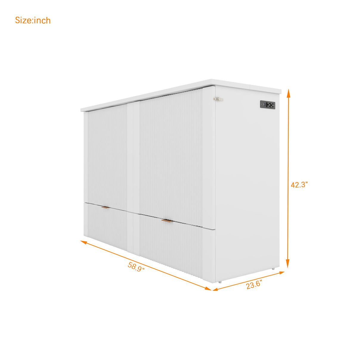 Harper & Bright Designs Full Size Murphy Bed Wall Bed with Storage Drawers and a Set of Sockets & USB Ports, Pulley Structure Design, Space-Saving for Multipurpose Guest Room or Home Office, White Harper & Bright Designs