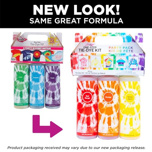 Tulip One-Step Tie-Dye Kit Extra Large Block Party 16 oz Easy Squeeze Bottles, All-in-1 Kit for Group Activity Tie-Dye, 6, Vibrant Colors Tulip