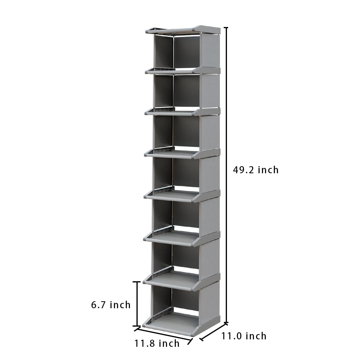 MADSOUKY Shoe Rack Tower 8 Tiers DIY Narrow Stackable Free Standing Skinny Shoes Cubby Storage Shelf Organizer for Entryway Hallway Garage MADSOUKY