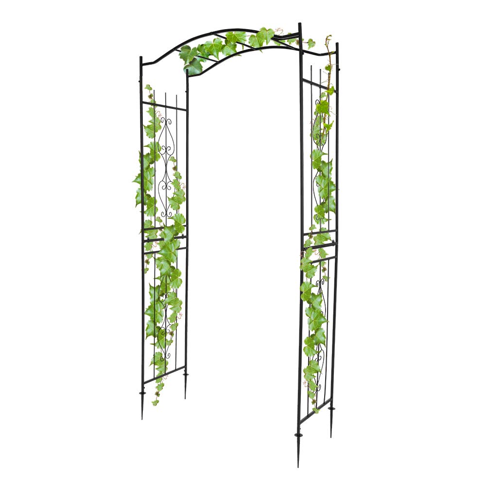 VINGLI Garden Arbor, Arch for Wedding Ceremony Party, Christmas Garden Decor Steel Garden Trellis for Plant Climbing, Pergola for Garden, Backyard, Lawn (Bridge Top) VINGLI