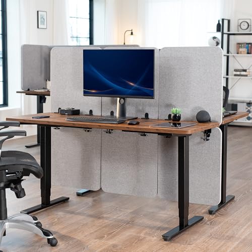 VIVO Clamp-on 59 x 46 inch Desk Privacy Panel, Sound Absorbing Cubicle Dividers, 3 Acoustic Partitions, Above and Below Desktop, Gray, PP-3-C060G VIVO