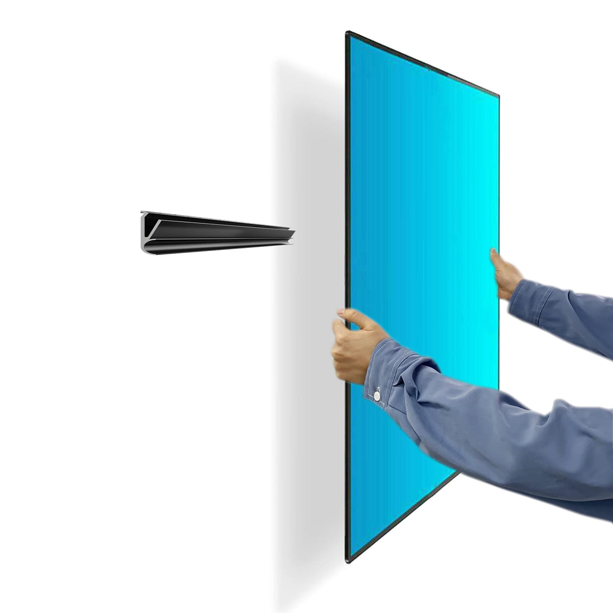 No Stud TV Wall Mount, Drywall Studless TV Hanger No Damage, No Drill, Non Screws, Flat Screen Easy Install Bar Bracket fits VESA 12-55 inch TVs up to 99 lbs, Include Hardware Levels Auoace