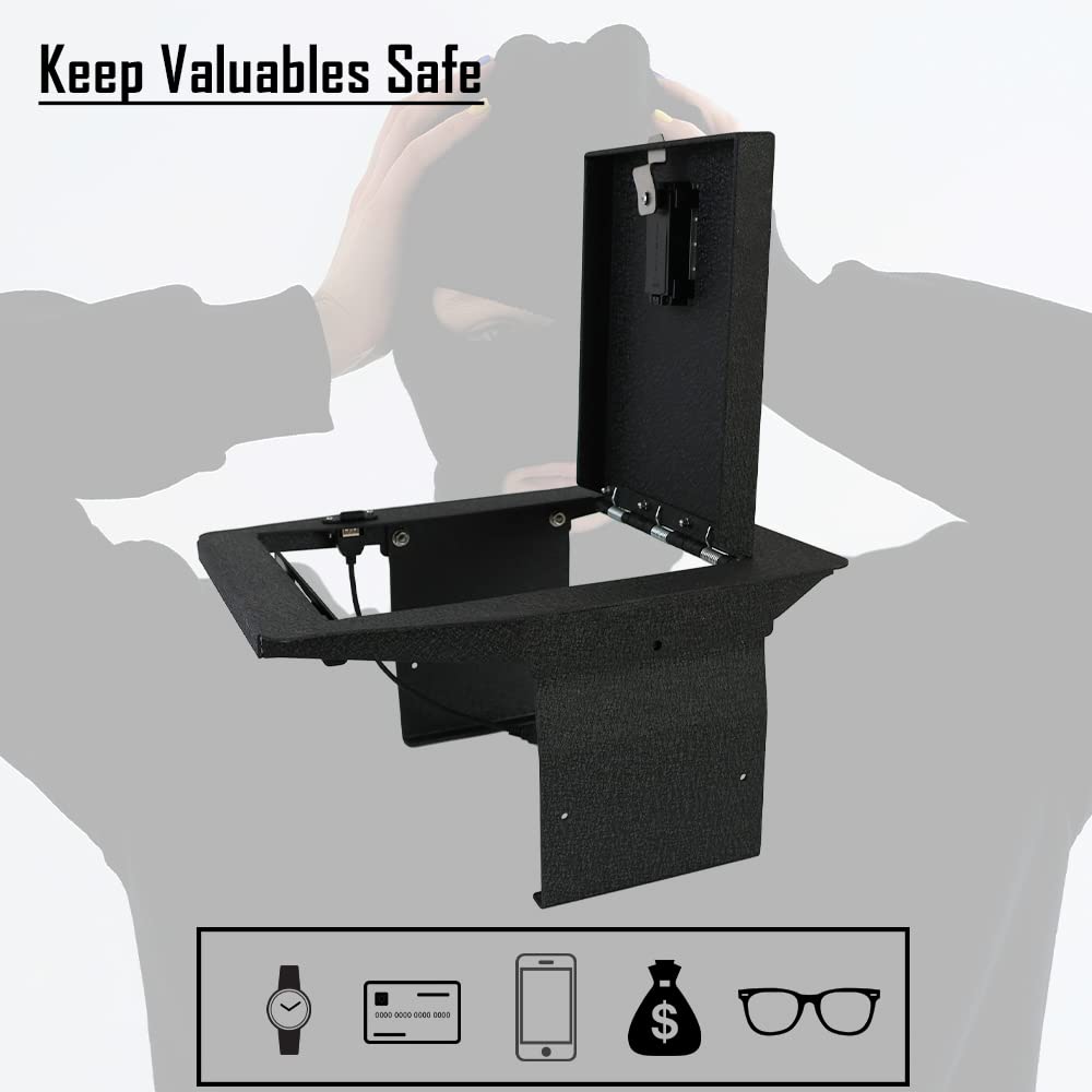 Console Safe Gun Safe for Car, WASAI Premium Console Gun Vault Compatible with 2015-2020 Ford F150,2017-2022 Ford 250/350/450 Super Duty, 2018-2024 Ford Expedition with Full Floor Console Model. WASAI