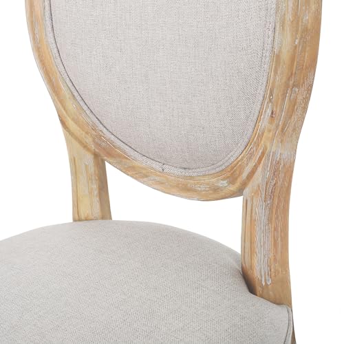 Christopher Knight Home Phinnaeus Polyester Beige Fabric Dining Chair (Set of 2), 2-Pcs Set Christopher Knight Home