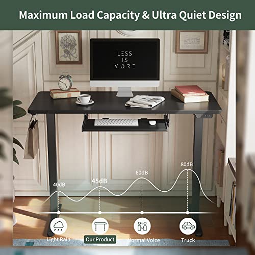 FEZIBO Standing Desk with Keyboard Tray, 63 × 24 Inches Electric Height Adjustable Desk, Sit Stand Up Desk, Computer Office Desk, Black FEZIBO