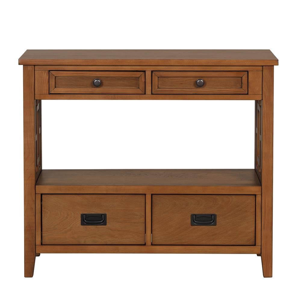 L“KeKe 36 Inch Country Farmhouse Console Table with 4 Drawers and 1 Storage Shelf Pine Wood Suitable for Entryway Entrance Living Room Bedroom L“KeKe