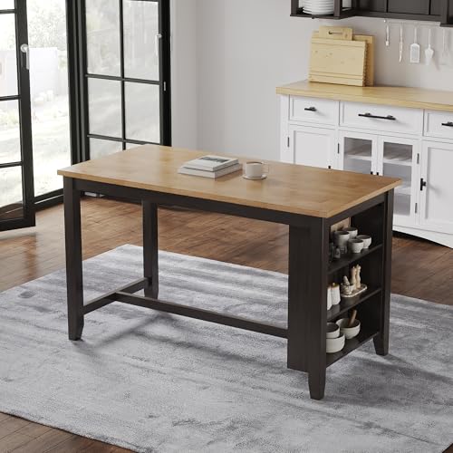 Signature Design by Ashley Gesthaven Contemporary Counter Height Dining Table with 3 Shelves and Trestle Base, Light Brown & Dark Brown Signature Design by Ashley