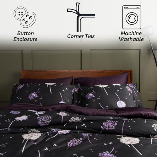 SouthShore FINE LIVING Dandelion Dreams, 300 Thread-Count, Premium Quality Single-Ply, Long Staple Cotton Sateen Duvet Cover Set, King / California King, Carbon Southshore Fine Living, Inc.