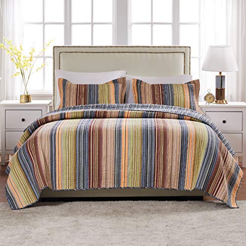Greenland Home 100% Cotton Fashion Quilt Collection, Prewashed, Reversible Quilt Set, 3-Piece King/Cal King, Katy Greenland Home Fashions